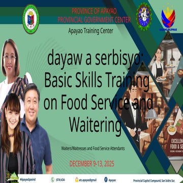 FBS OVERVIEW about Basic Skills Training on Food Services and waitering ...