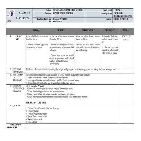 FOOD AND BEVERAGE SERVICES QUARTER 3 WEEK 1 DLL