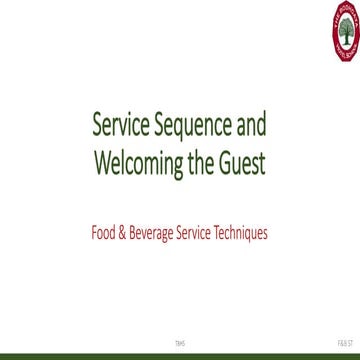 service sequence and welcoming the guest 