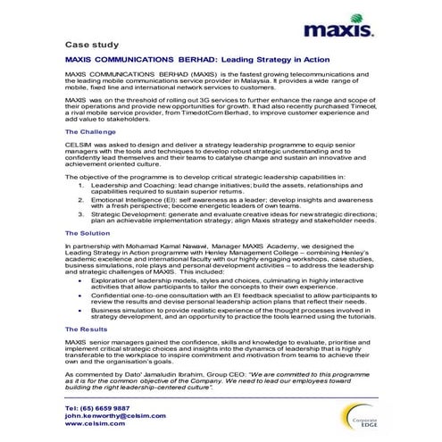 Maxis leading strategy in action