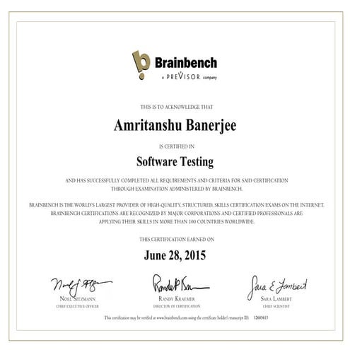 Software Testing - Brainbench