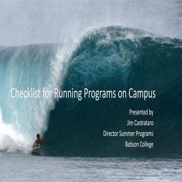 Checklist for Running Programs on Campus slides only