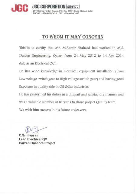 Construction Supervisor Experience Letter Ppt Resume Writing And