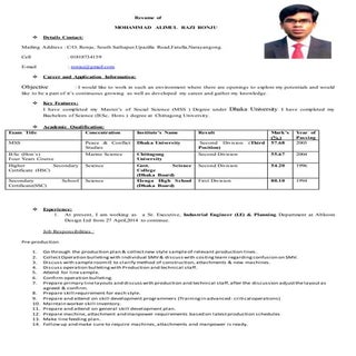 Resume of -Mohammad Alimul Razi Ronju