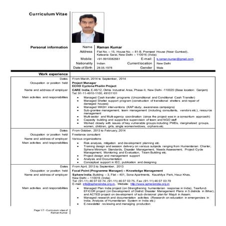 Raman Kumar CV (Oct, 2014) | DOC