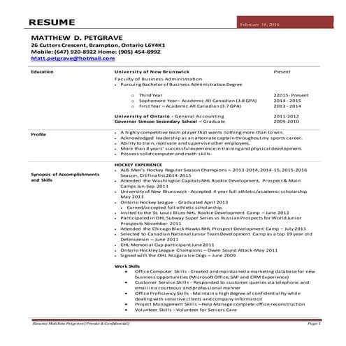 Matthew Petgrave Resume 20-Jan-16
