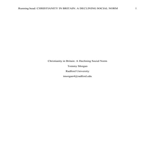 Christianity in Britain - Declining Norms