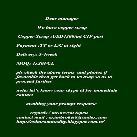 Microsoft Word - copper scrap sale offer | PDF