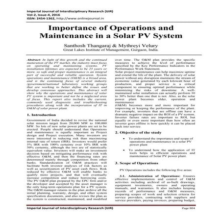 Optimizing Operation & Maintenance Practices for Solar Power Plant | PDF