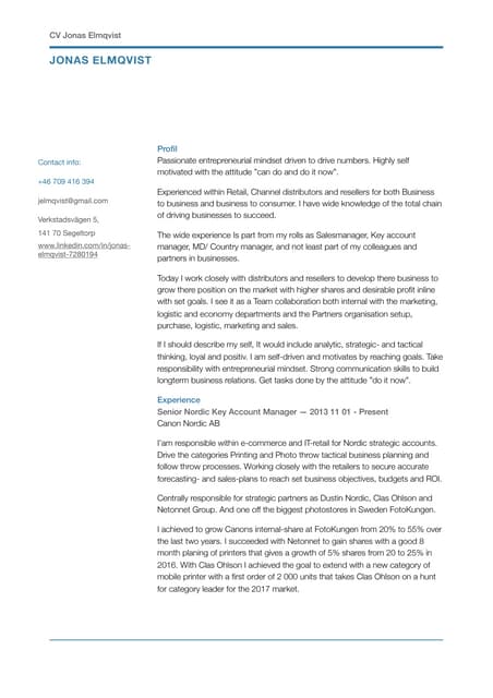 CV Jonas Elmqvist English