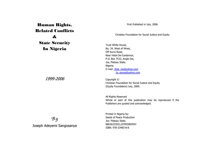 Book on human rights related conflict