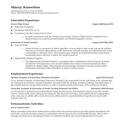 Academic Resume