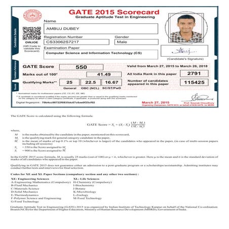 GATE Score Card | PDF
