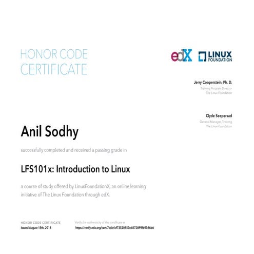 Linux foundation Certificate | PDF