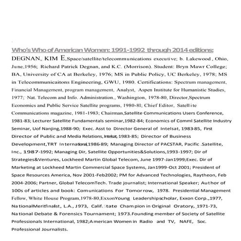 Degnan, Kim American Women BIO