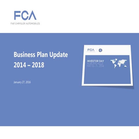 Aggiornamento Business Plan FCA 2014-2018