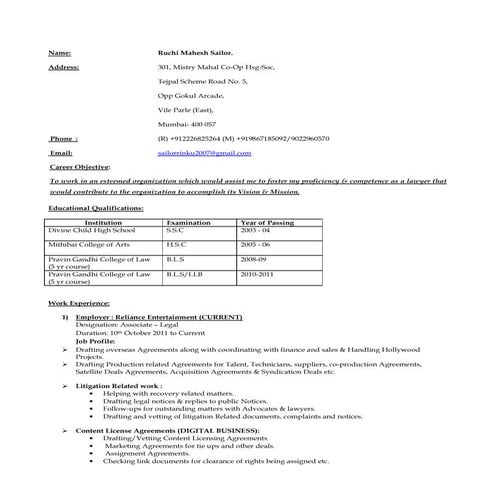 Ruchi M Sailor - Profile