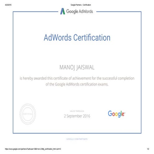 Google Partners - Certification