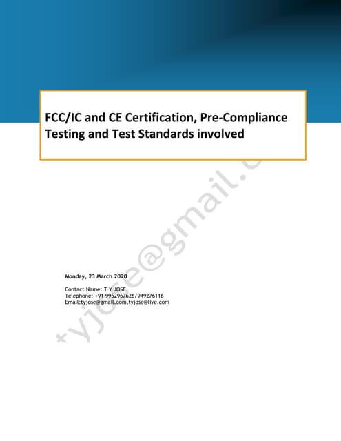 FCC  CE IC regulatory testing of IOT products