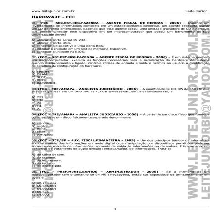Exercícios de hardware software | PDF