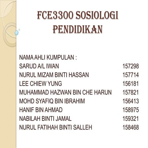 Fce3300 sosiologi pendidikan