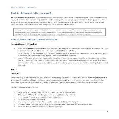 Fce informal letter   email