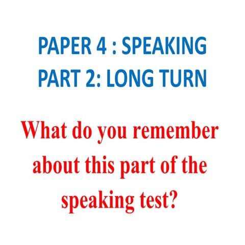 FCE Speaking Paper Part 2