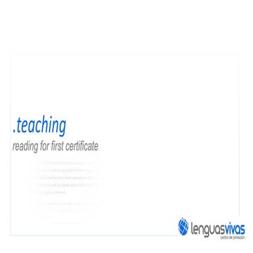 Teaching reading for first certificate