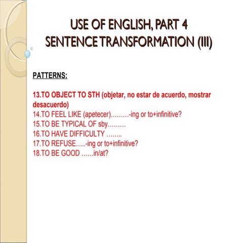 Fce, use of english verb patterns (iii)