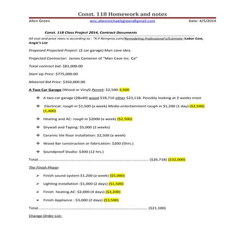 Const.118 Class Project  Revision 4.5.14