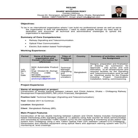 Resume of SHARIF MOHIUDDIN 