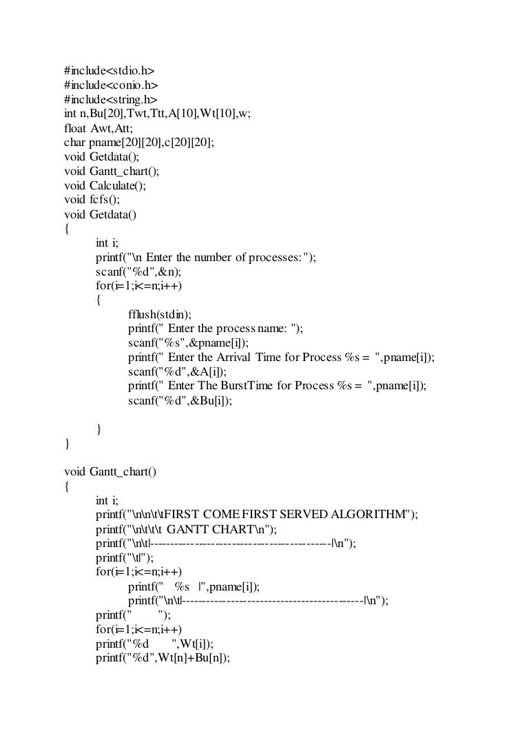 Gantt Chart Fcfs
