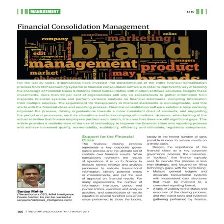 Financial Consolidation Management