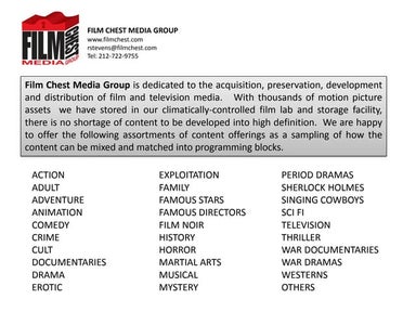 Film Chest Media Group Feature Film Offerings