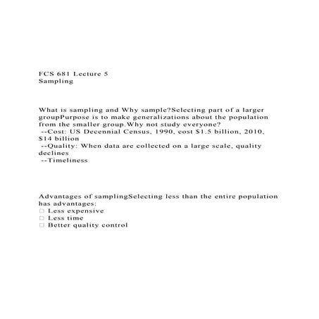 FCS 681 Lecture 5SamplingWhat is sampling and Wh.docx