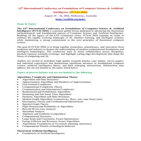 13th International Conference on Foundations of Computer Science ...