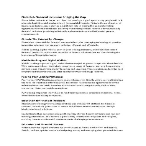 Fintech & Financial Inclusion | PDF