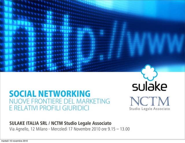 SULAKE ITALIA - NCTM E-commerce: come sfruttare intelligentemente i Social Me...