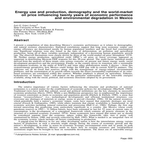 energy use, demographics & environment (López-Lemus, 1997)