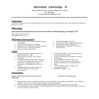 Winston Cannady II resume update