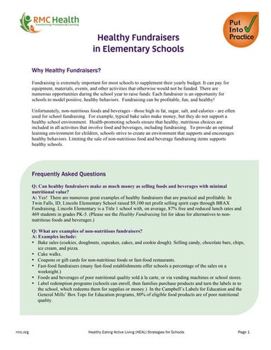 Healthy Fundraisers in Elementary Schools
