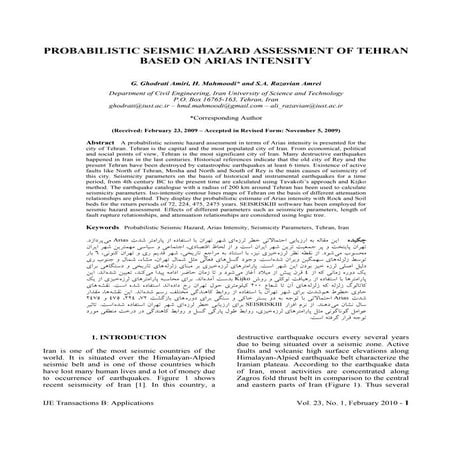 PROBABILISTIC SEISMIC HAZARD ASSESSMENT OF TEHRAN