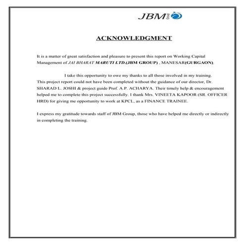 Working Capital Management