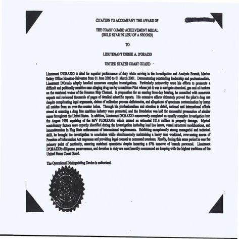 LT DORAZIO -  March 2001 Achievement Medal