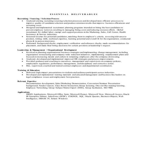 ESSENTIAL DELIVERABLES