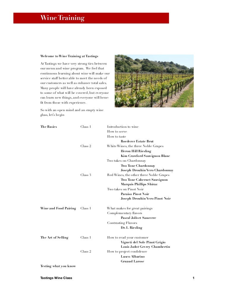 Tastings Wine Program