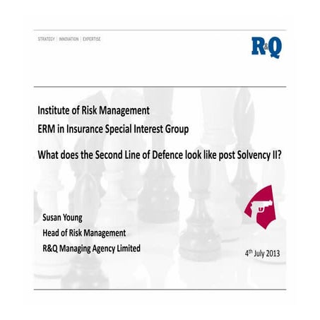 IRM SIG What does the Second Line of Defence look like post SII July 2013
