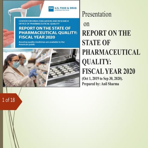 REPORT ON THE STATE OFPHARMACEUTICAL QUALITY:FISCAL YEAR 2020