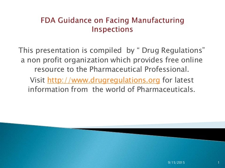 FDA Guidance on Facing Manufacturing Inspections