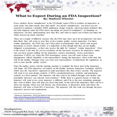 What to Expect During an FDA Inspection?